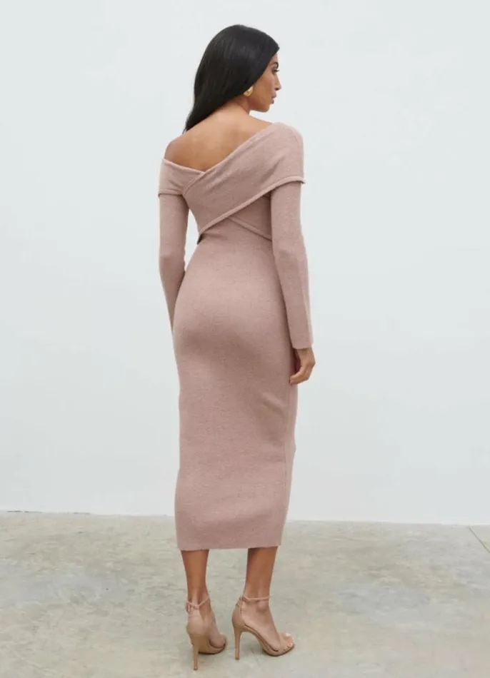 Pretty Lavish Dresses Women Danica Wrap Knit Midaxi Dress Pink