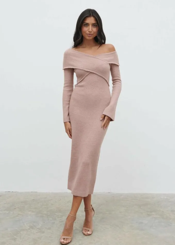 Pretty Lavish Dresses Women Danica Wrap Knit Midaxi Dress Pink