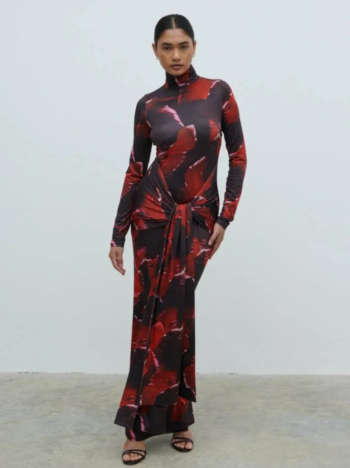 Pretty Lavish Dresses Women Emmeline High Neck Jersey Maxi Dress Print