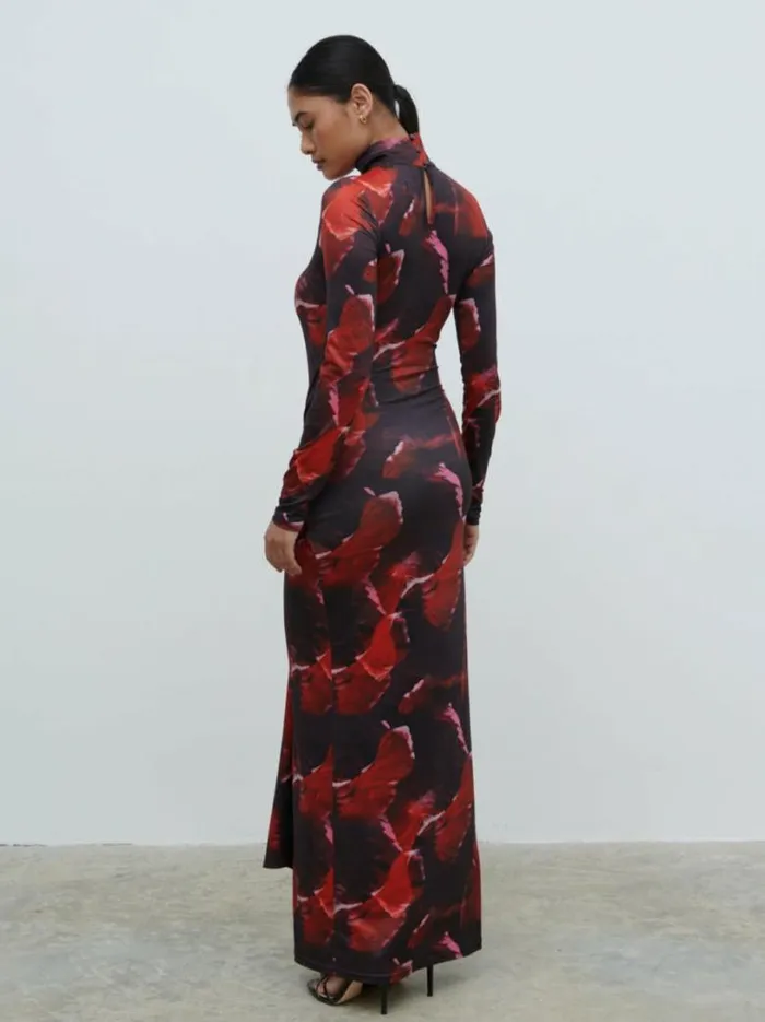 Pretty Lavish Dresses Women Emmeline High Neck Jersey Maxi Dress Print