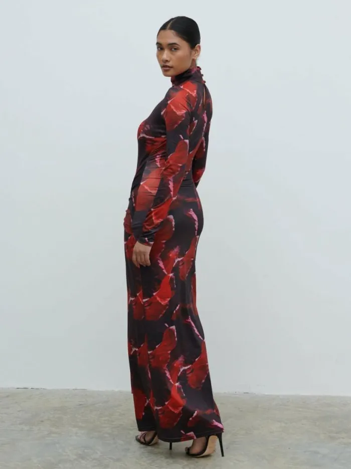 Pretty Lavish Dresses Women Emmeline High Neck Jersey Maxi Dress Print