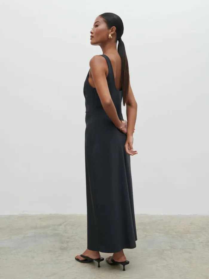 Pretty Lavish Dresses Women Evelyn Satin Slip Midaxi Dress Black