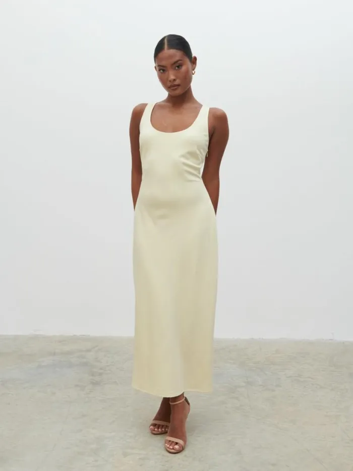 Pretty Lavish Dresses Women Evelyn Satin Slip Midaxi Dress Yellow