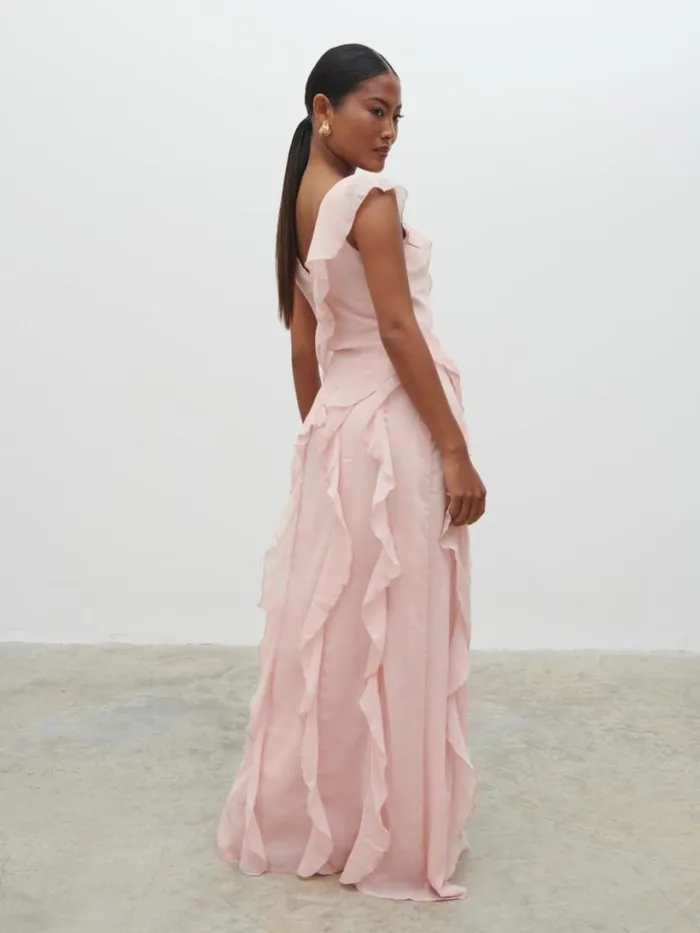 Pretty Lavish Dresses Women Faye Ruffle Maxi Dress Blush