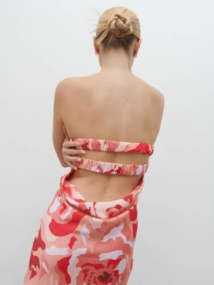 Pretty Lavish Dresses Women Heather Bandeau Maxi Dress Abstract Multi Floral