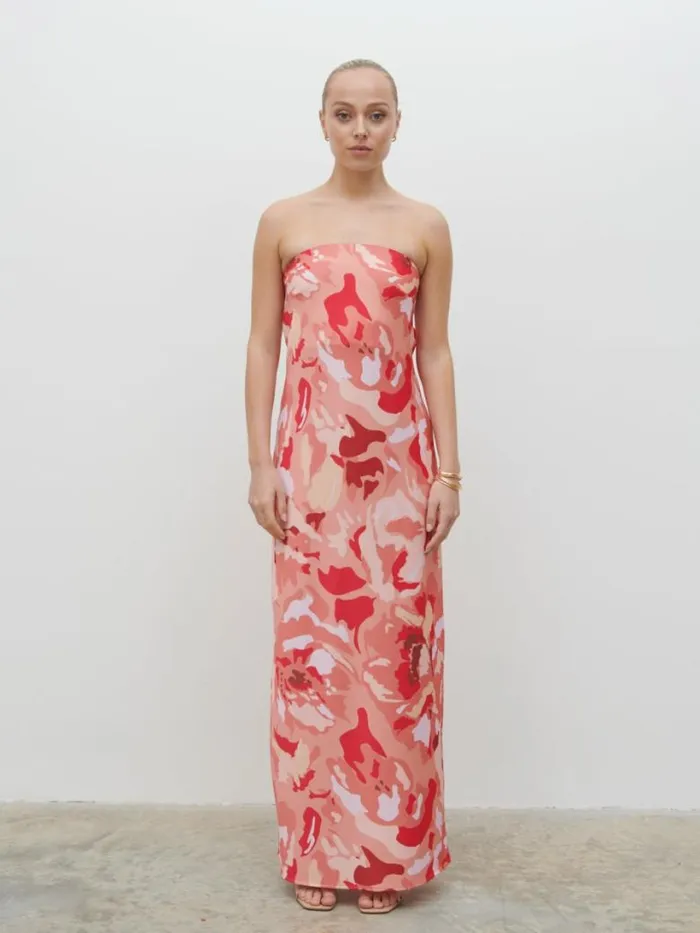 Pretty Lavish Dresses Women Heather Bandeau Maxi Dress Abstract Multi Floral