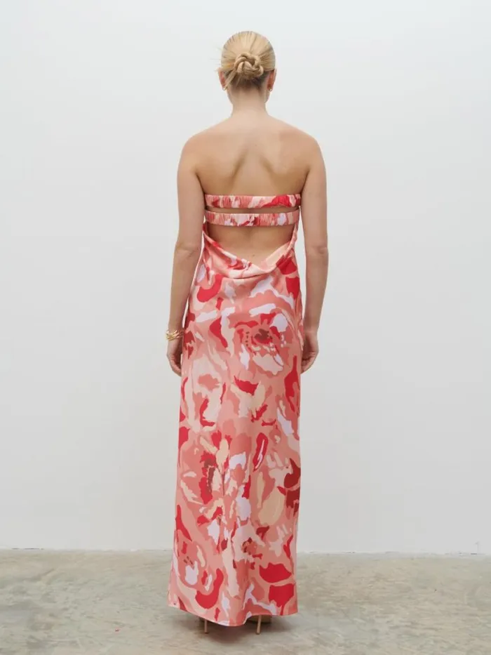 Pretty Lavish Dresses Women Heather Bandeau Maxi Dress Abstract Multi Floral