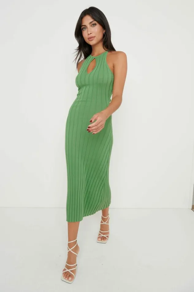 Pretty Lavish Dresses Women Isla Cut Out Midaxi Knit Dress Green