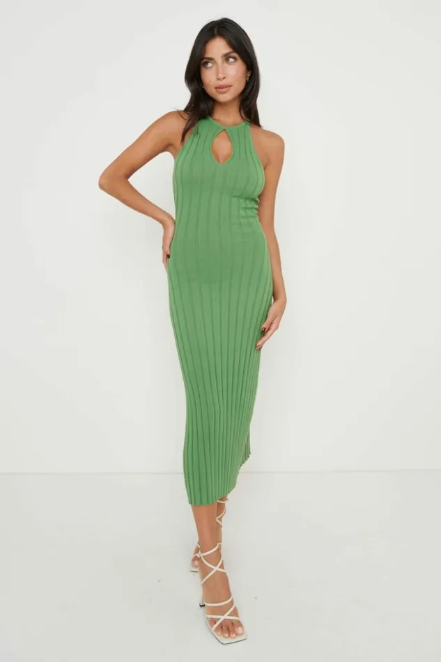 Pretty Lavish Dresses Women Isla Cut Out Midaxi Knit Dress Green