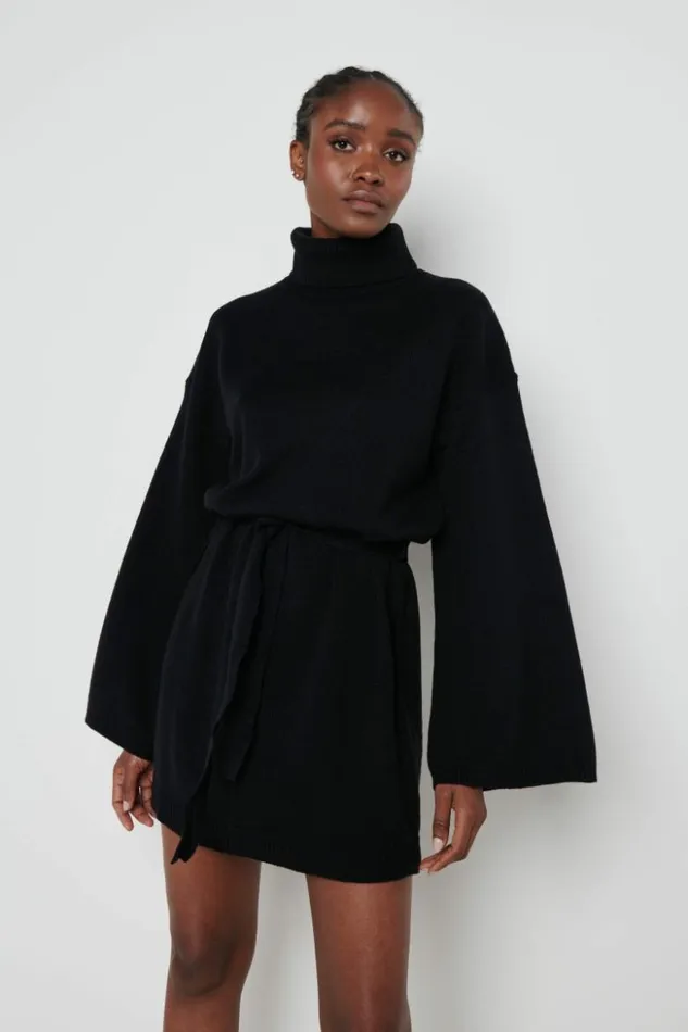 Pretty Lavish Dresses Women Jayda Knit Roll Neck Dress Black