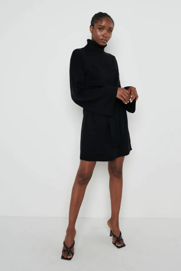 Pretty Lavish Dresses Women Jayda Knit Roll Neck Dress Black