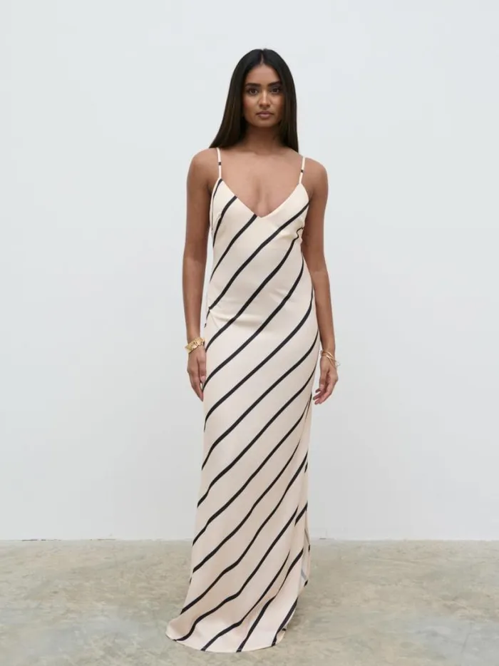 Pretty Lavish Dresses Women Jodina Maxi Dress Asymmetric Stripe