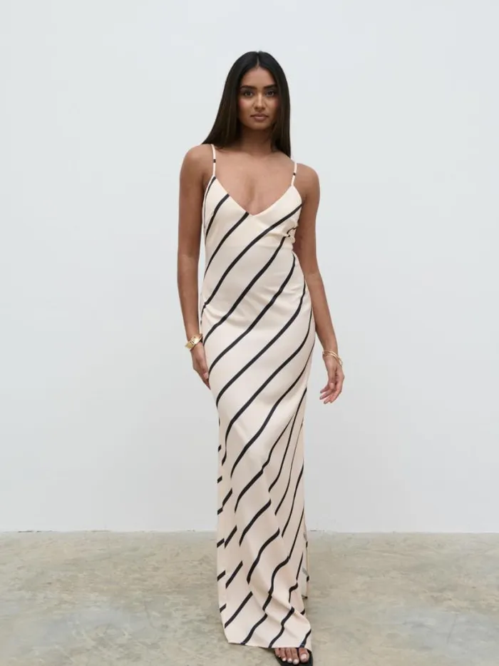 Pretty Lavish Dresses Women Jodina Maxi Dress Asymmetric Stripe