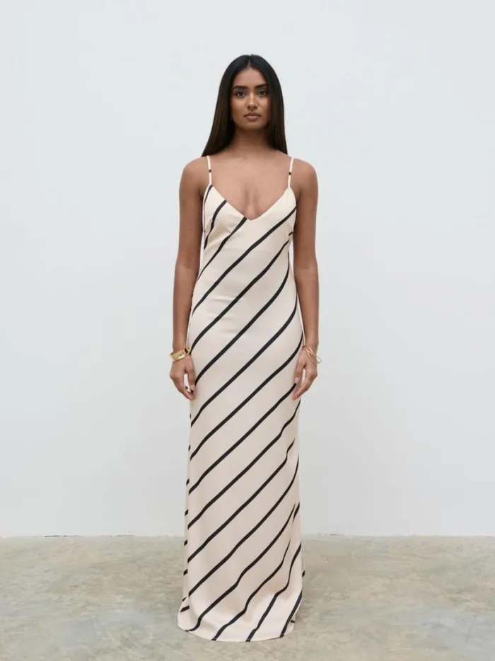 Pretty Lavish Dresses Women Jodina Maxi Dress Asymmetric Stripe