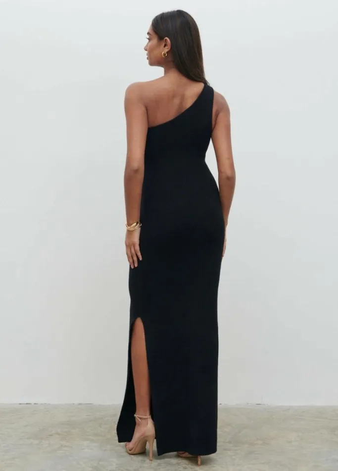 Pretty Lavish Dresses Women Juno One Shoulder Knit Maxi Dress Black