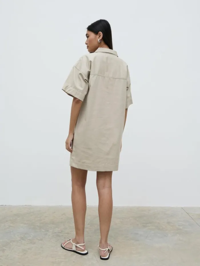 Pretty Lavish Dresses Women Lia Utility Shirt Dress Beige