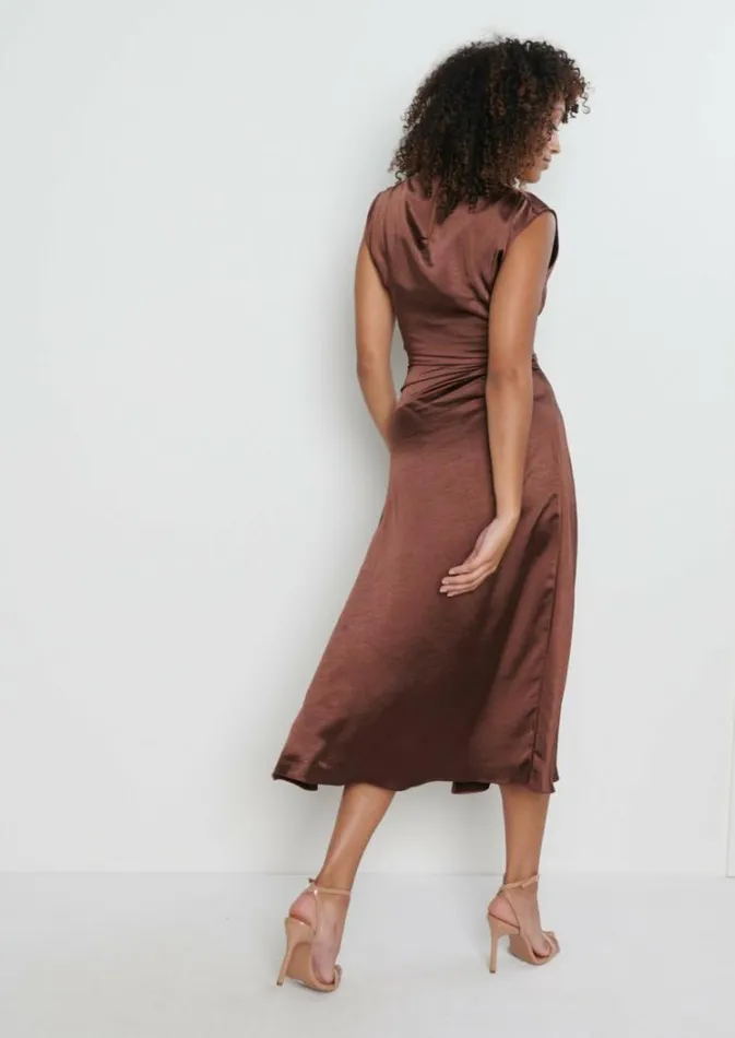 Pretty Lavish Dresses Women Lilith Satin Dress Brown