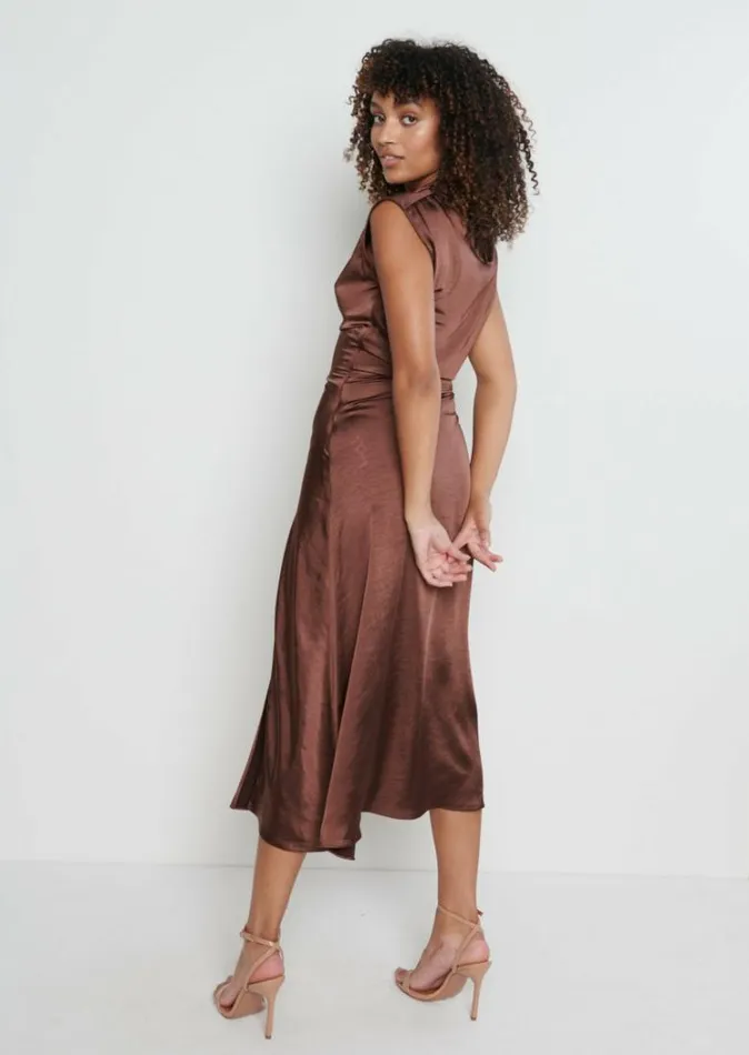 Pretty Lavish Dresses Women Lilith Satin Dress Brown
