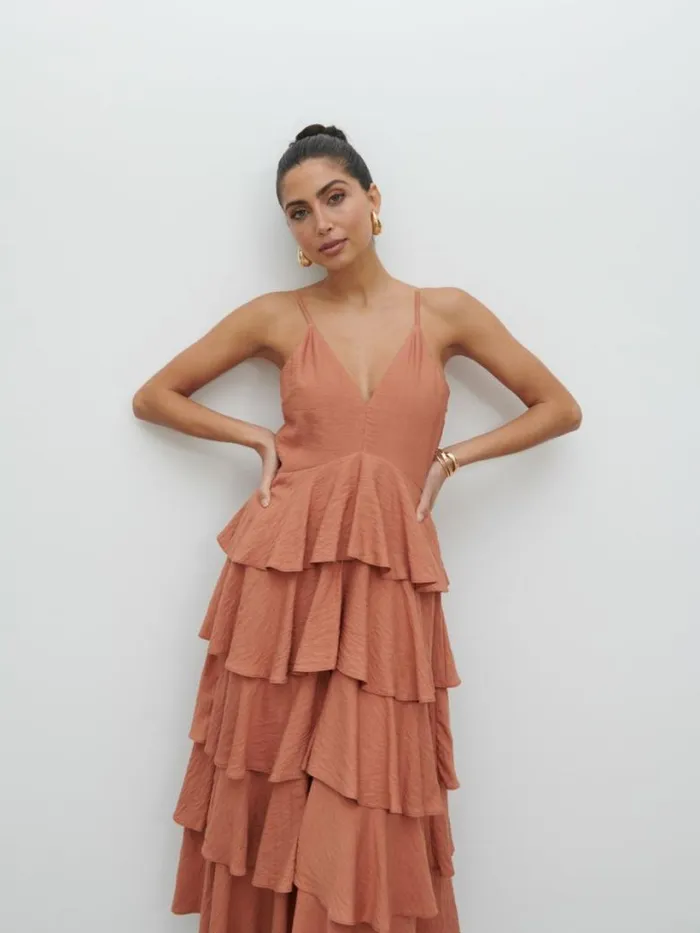 Pretty Lavish Dresses Women Lissy Textured Midaxi Dress Tan Blush