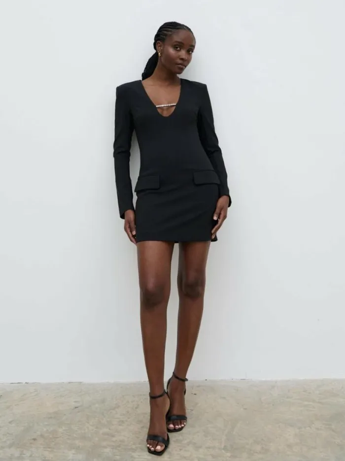 Pretty Lavish Dresses Women Lou Embellished Trim Mini Dress Black