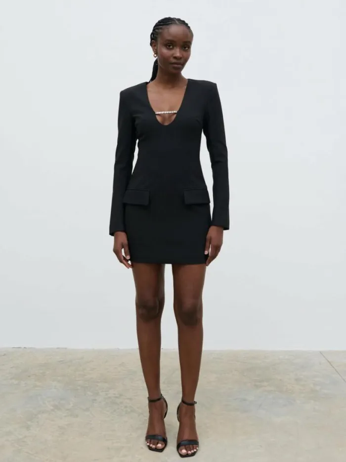 Pretty Lavish Dresses Women Lou Embellished Trim Mini Dress Black