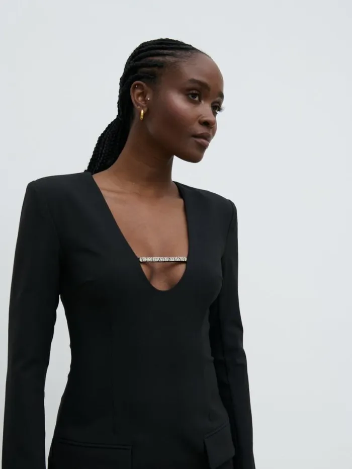 Pretty Lavish Dresses Women Lou Embellished Trim Mini Dress Black
