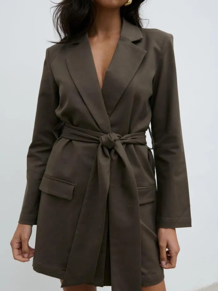 Pretty Lavish Dresses Women Lucian Oversized Blazer Mini Dress Brown