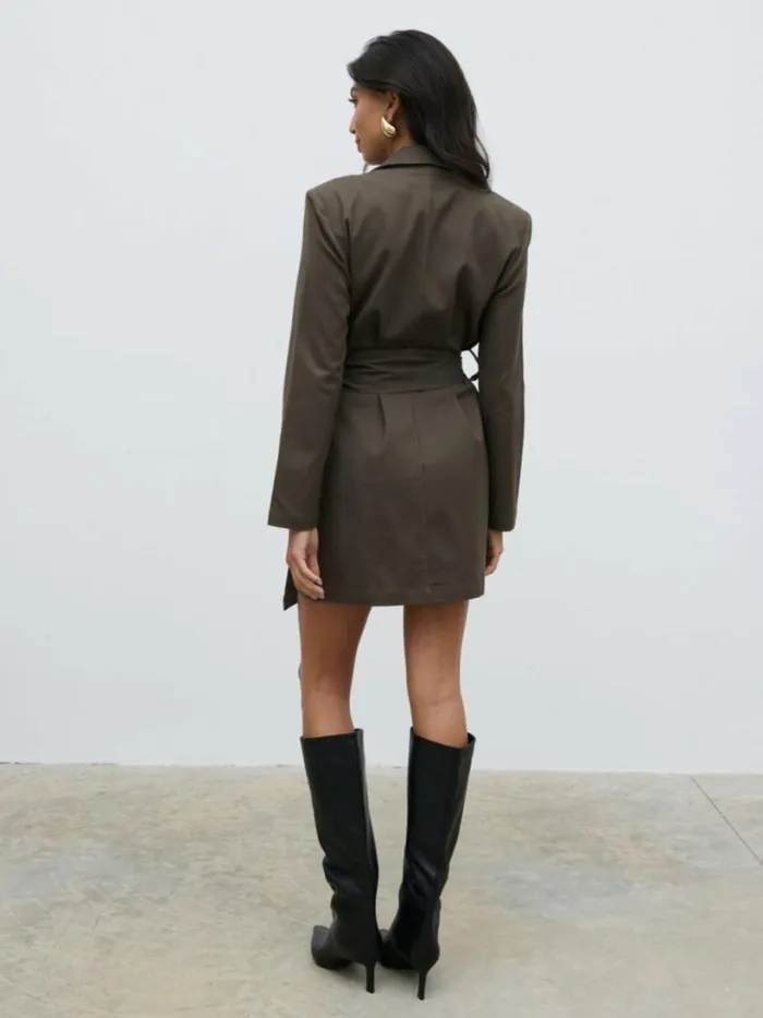 Pretty Lavish Dresses Women Lucian Oversized Blazer Mini Dress Brown