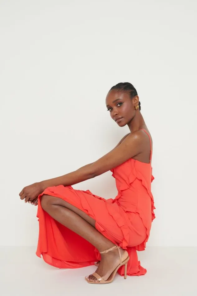 Pretty Lavish Dresses Women Nadine Ruffle Maxi Dress Red