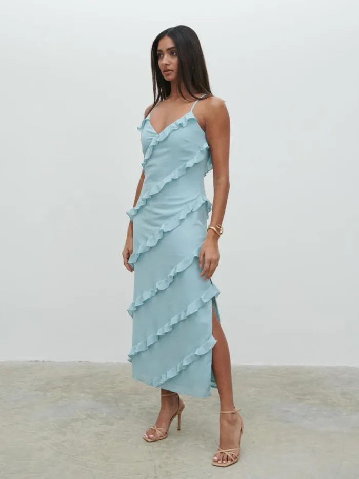 Pretty Lavish Dresses Women Nadine Ruffle Midaxi Dress Blue