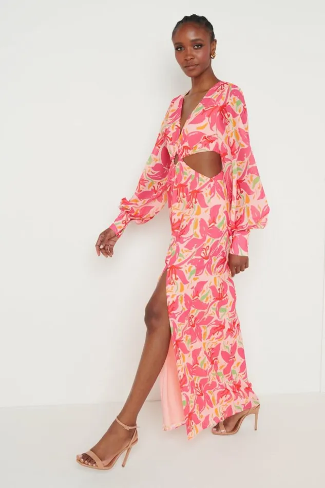 Pretty Lavish Dresses Women Odette Cut Out Maxi Dress Pink Lily