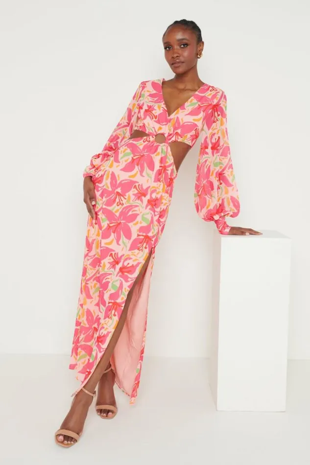 Pretty Lavish Dresses Women Odette Cut Out Maxi Dress Pink Lily