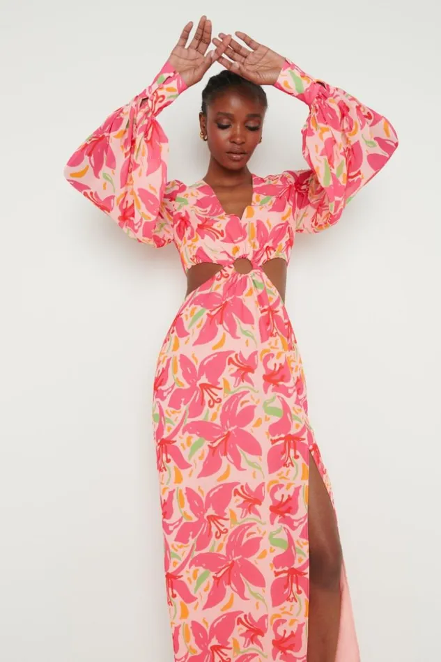 Pretty Lavish Dresses Women Odette Cut Out Maxi Dress Pink Lily