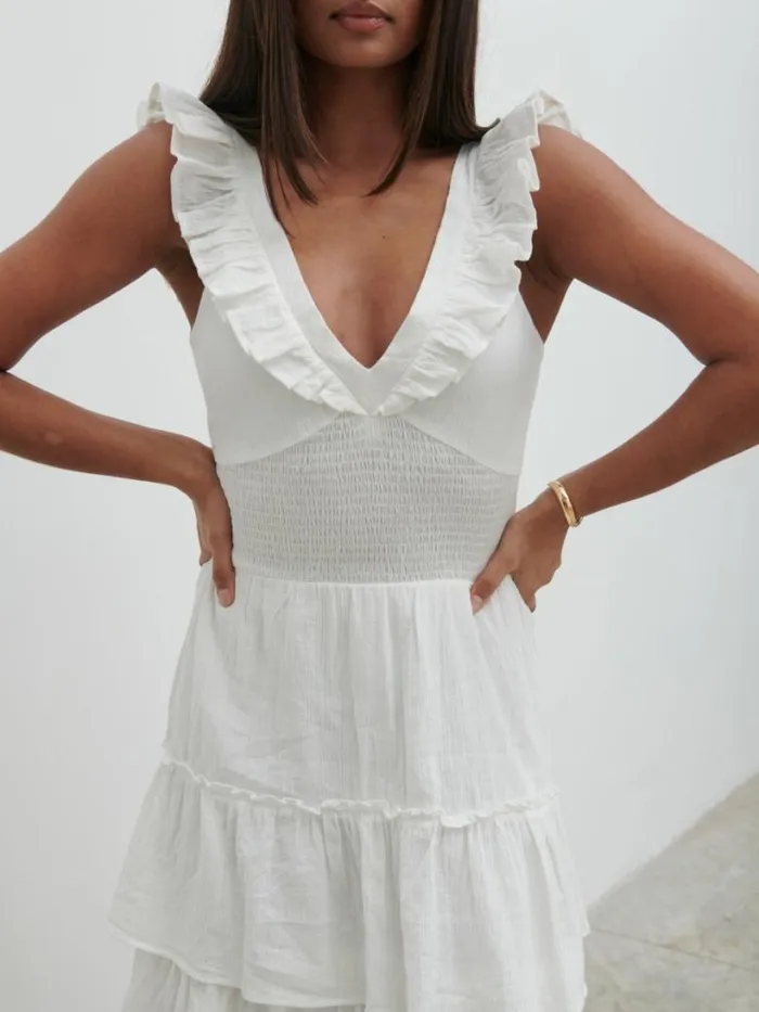 Pretty Lavish Dresses Women Opal Ruffle Midaxi Dress White