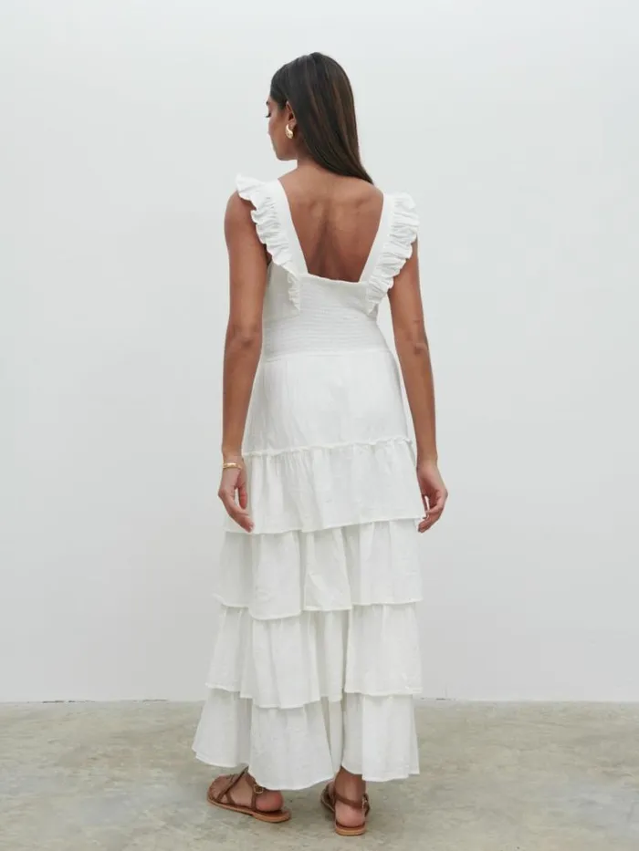 Pretty Lavish Dresses Women Opal Ruffle Midaxi Dress White