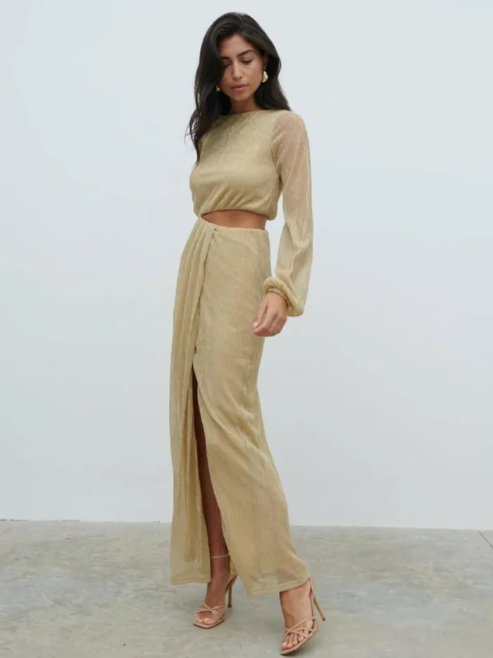 Pretty Lavish Dresses Women Rae Cut Out Maxi Dress Gold