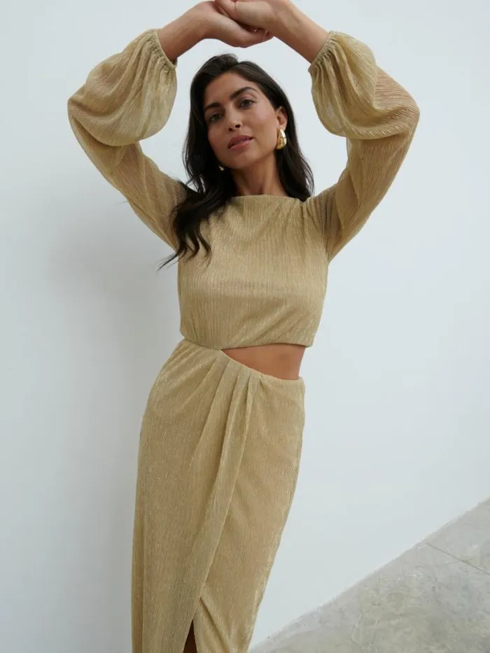 Pretty Lavish Dresses Women Rae Cut Out Maxi Dress Gold