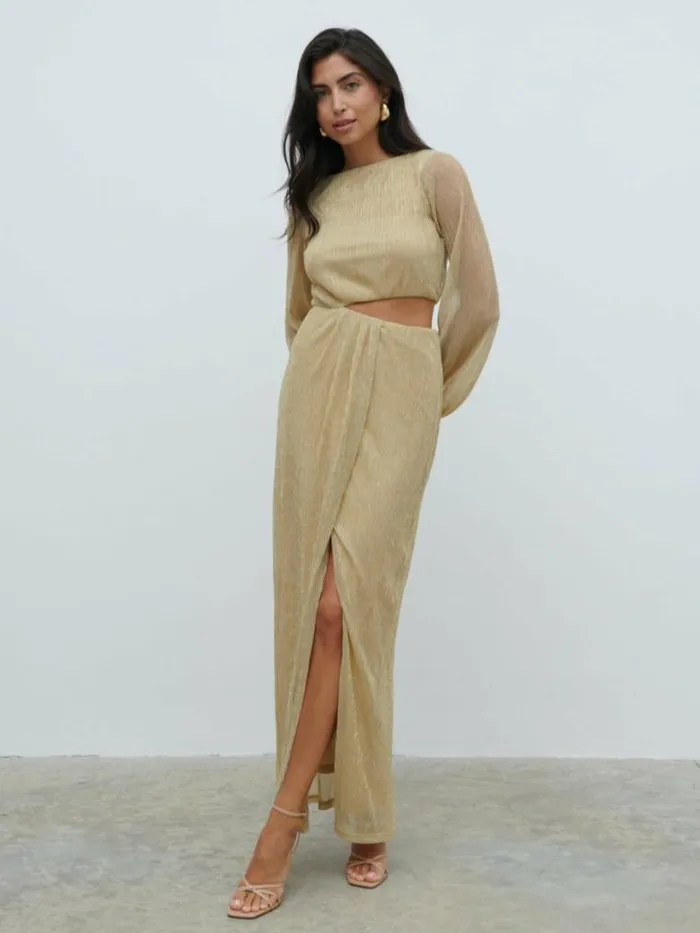 Pretty Lavish Dresses Women Rae Cut Out Maxi Dress Gold