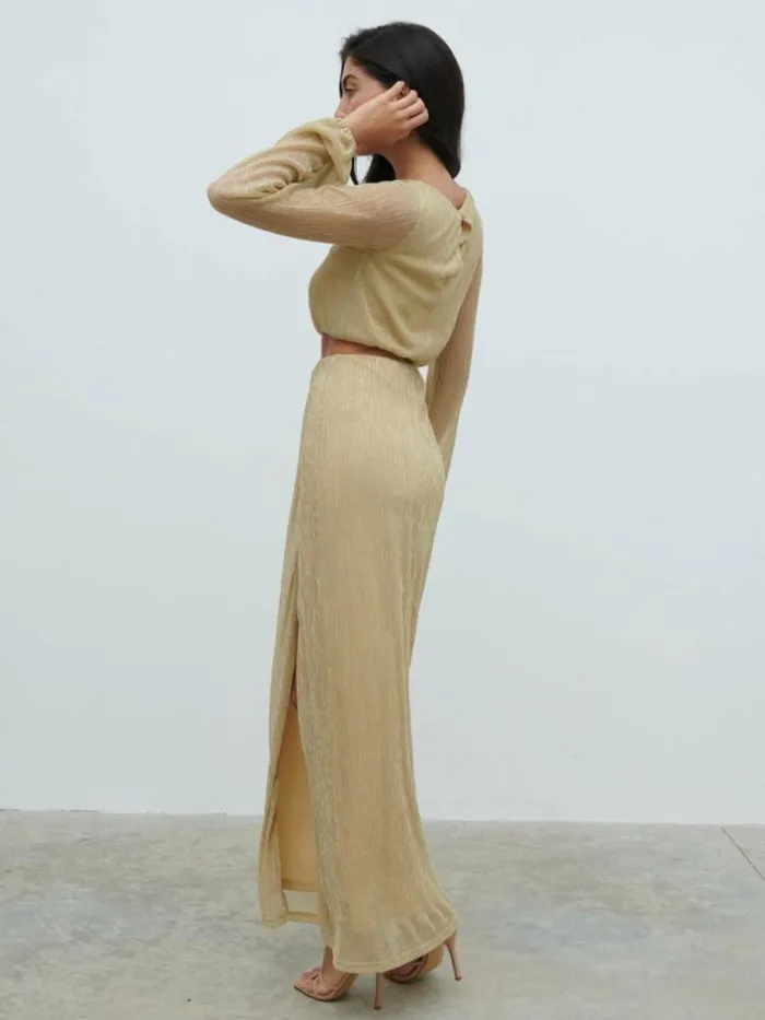 Pretty Lavish Dresses Women Rae Cut Out Maxi Dress Gold