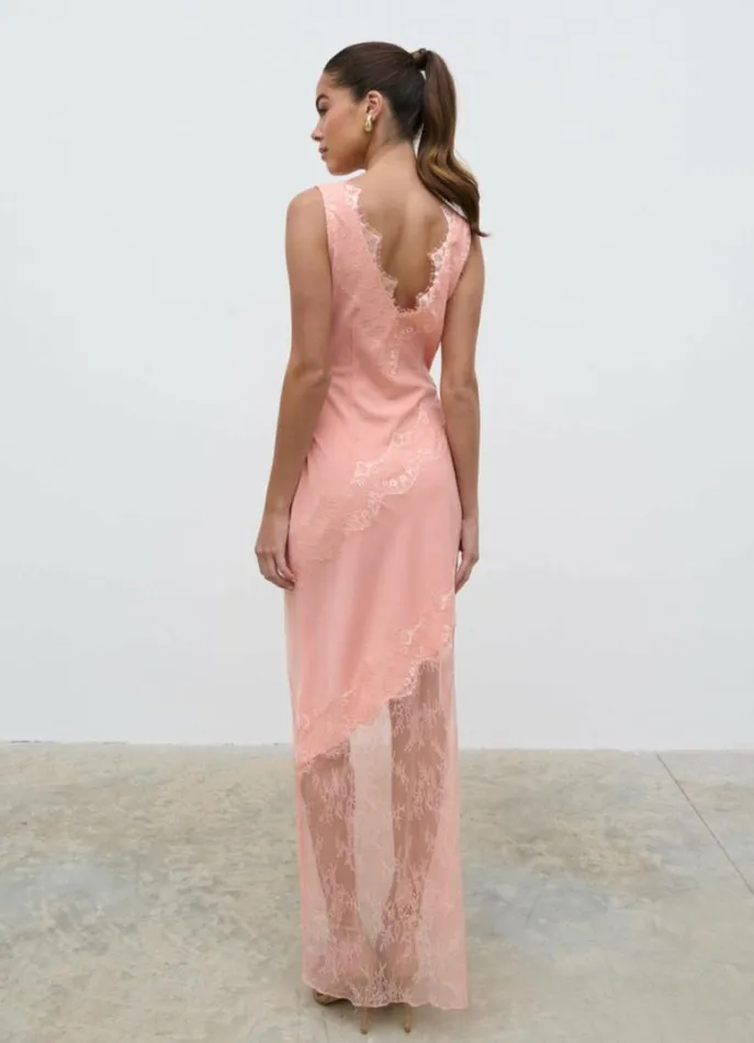 Pretty Lavish Dresses Women Robin Slip Maxi Dress Apricot Pink