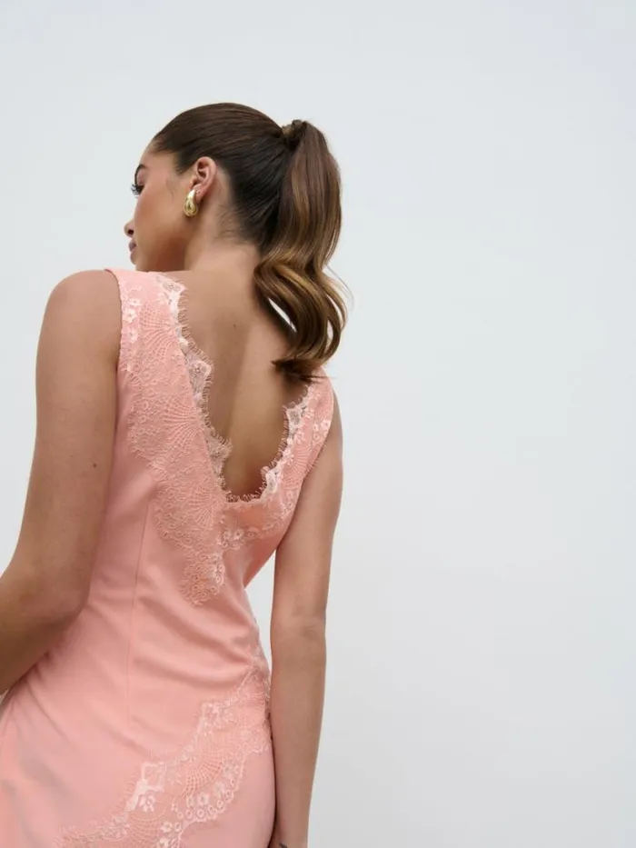 Pretty Lavish Dresses Women Robin Slip Maxi Dress Apricot Pink