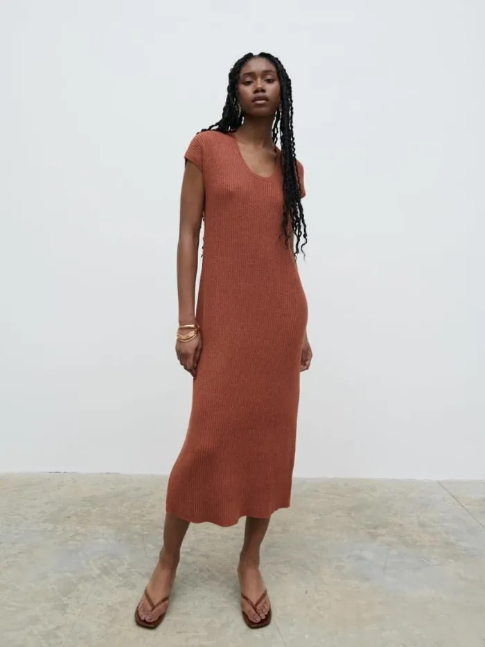 Pretty Lavish Dresses Women Rose Knit Midaxi Dress Red