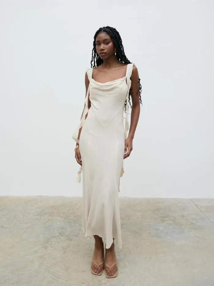 Pretty Lavish Dresses Women Rya Ruffle Midaxi Dress Cream