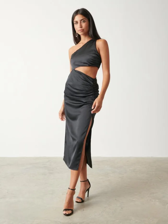 Pretty Lavish Dresses Women Sachi Cut Out Ruched Midaxi Dress Black