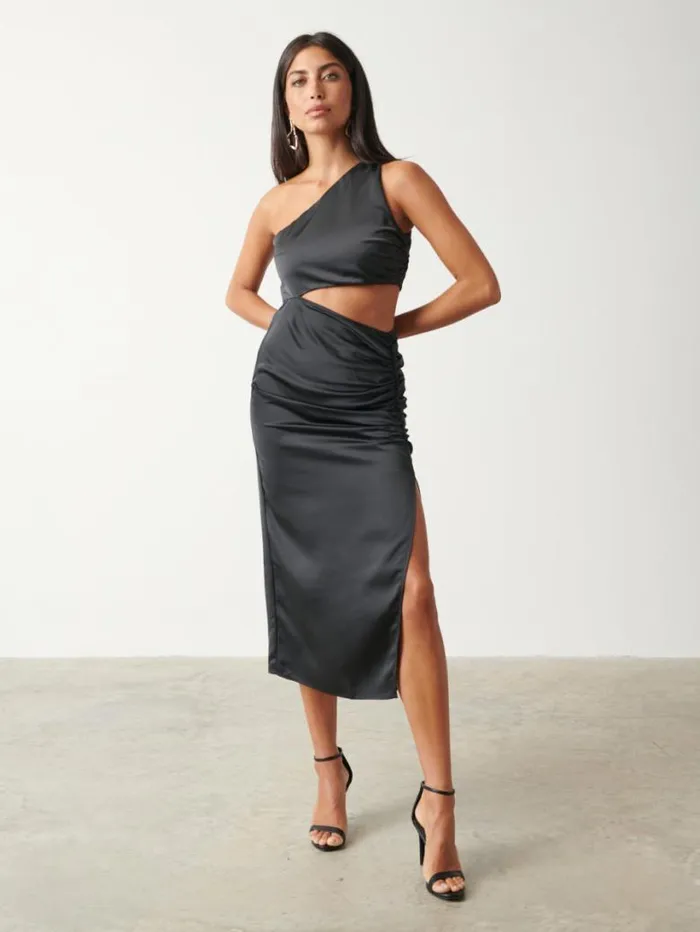 Pretty Lavish Dresses Women Sachi Cut Out Ruched Midaxi Dress Black