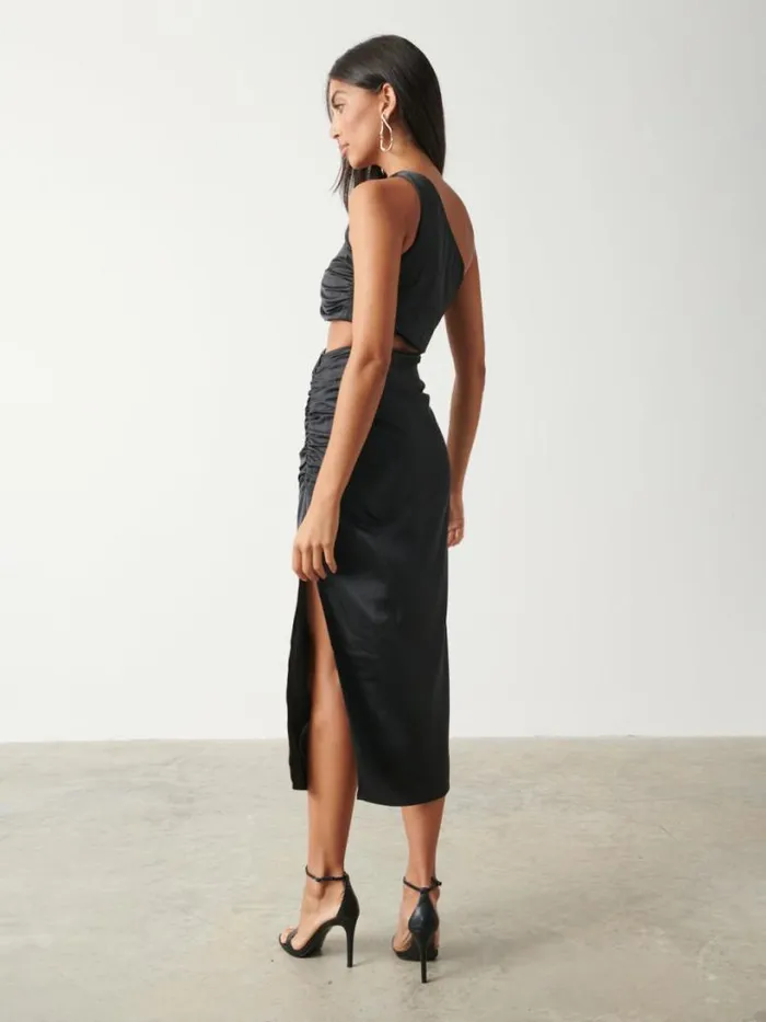 Pretty Lavish Dresses Women Sachi Cut Out Ruched Midaxi Dress Black
