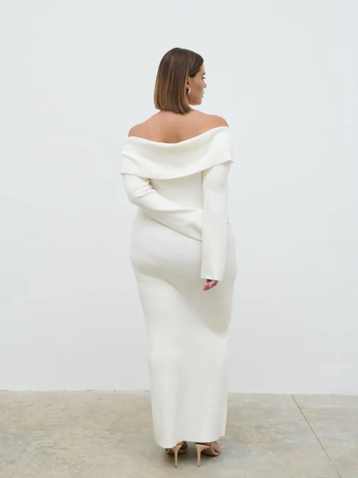 Pretty Lavish Dresses Women Soreya Bardot Knit Dress Cream
