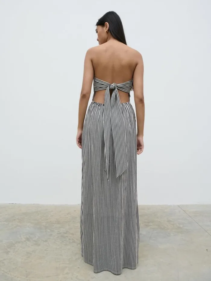 Pretty Lavish Dresses Women Sunny Striped Bandeau Dress Black And Stone Stripe