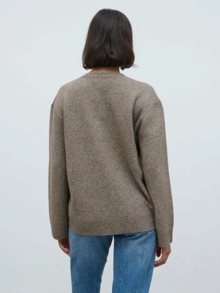 Pretty Lavish Everyday Staples Women Felicity Knot Shank Knit Cardigan Brown