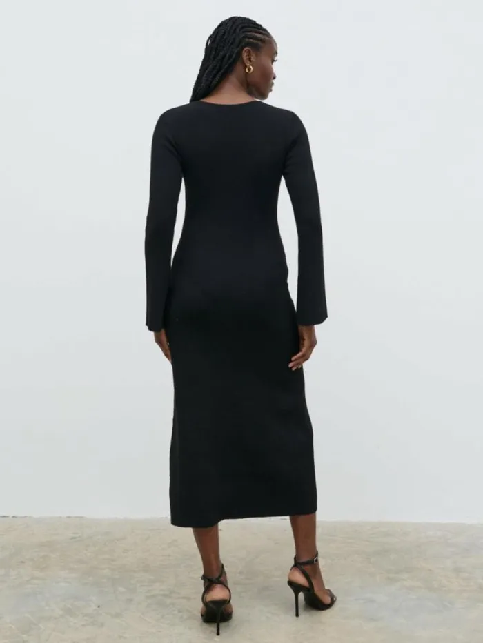 Pretty Lavish Everyday Staples Women Zahra Cut Out Knit Midaxi Dress Black